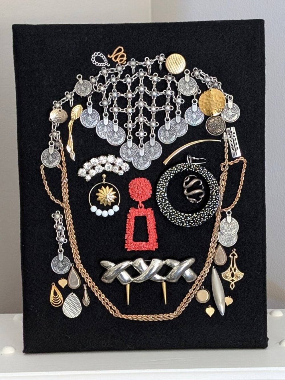 PEPPER - Resting Gem Face Handmade Upcycled Jewellery Portrait Art - Piece 5